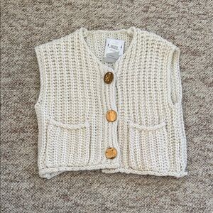 Chunky Knit Vest with Gold Buttons